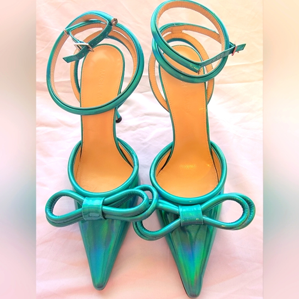Mach & Mach double bow ankle strap heels